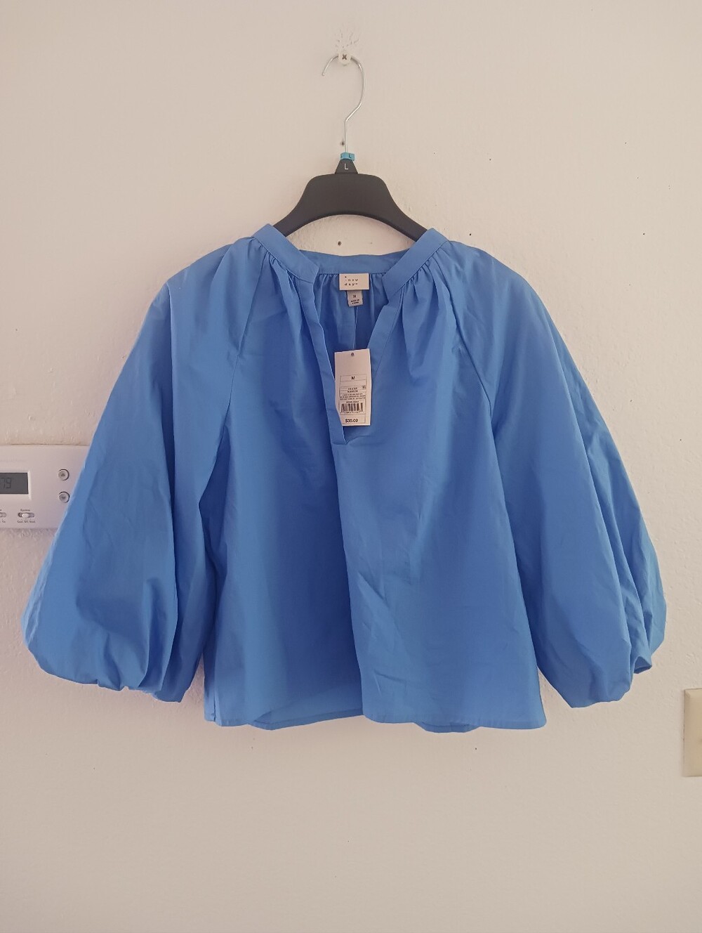 A New Day Balloon Sleeve Poplin Cotton Top